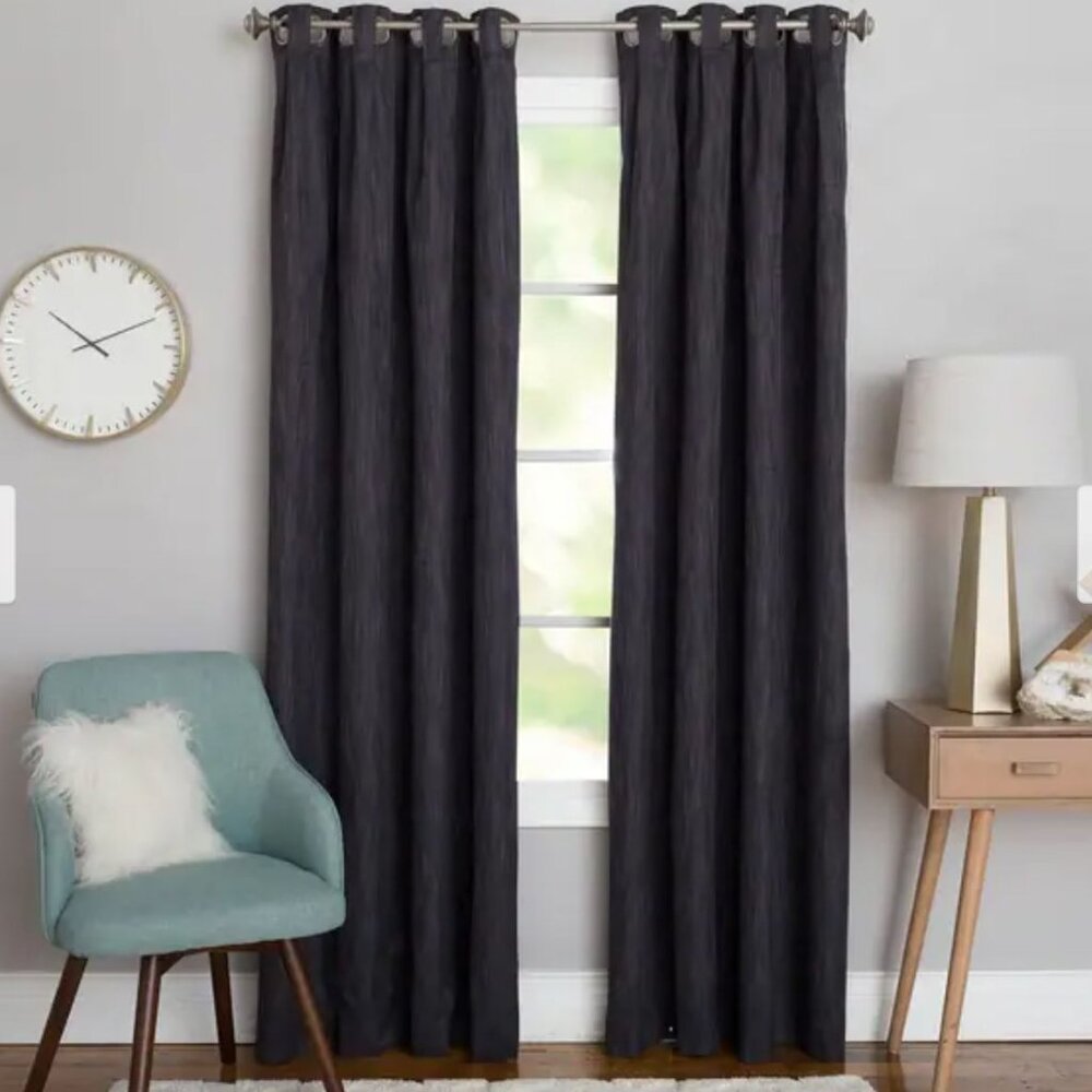 CORONA : PAIR of Claude Thermal Room Darkening Curtains Gray 54x84 NIP